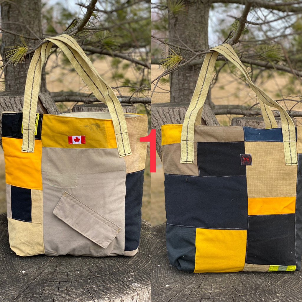 PastIntoNew's tweet image. Oh goodness we have been having some fun sewing up these new Tote bags. 1-8 /18x18 and 9- 14x14 . The straps on these are what is called the DRD ( drag rescue device) that comes from the coats . Have vapour barrier on inside to keep things dry.