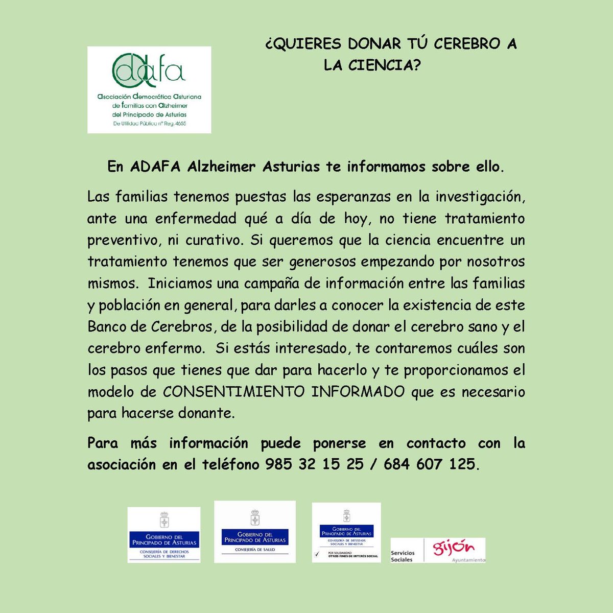 AdafaAsturias's tweet photo. Continuamos con el programa de sensibilización sobre la donación de cerebros en coordinación con @Prof_iferveg. Tenemos la esperanza de que en un futuro no muy lejano la ciencia pueda encontrar un tratamiento preventivo y curativo.... https://t.co/wqBblPqTSK