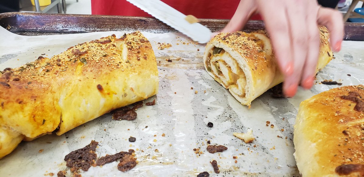 Bakingchefjay's tweet photo. It's Stromboli Day! Marinara, Italian Sausage, bell peppers, onions, mozzarella, pepperoni, and parmesan cheese. #ItalianScience #fermentation #ctcbakinglove @ccpsinfo @ccpstechcenter https://t.co/g3XZWKGiYC