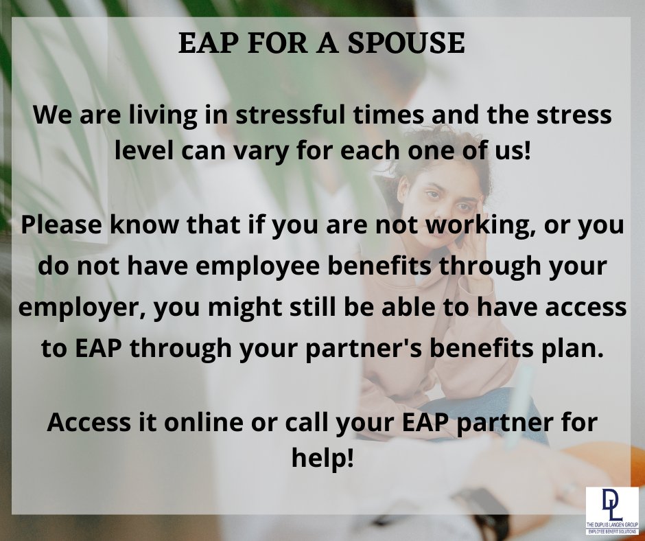 DupuisLangen's tweet photo. EAP for a Spouse!
#employeebenefits #planadministration #benefitsadministration #plansponsors #employers #groupinsurance #healthinsurance #healthbenefits #canadainsurance #insurancebrokers #insuranceagents #employeeassistanceprogram #insurance #lifeinsurance #medicare #benefits https://t.co/RKjMzAveLy