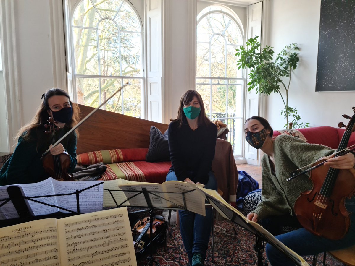 JubileeQuartet's tweet photo. The smiles say it all - after months apart, we’ve been able to rehearse  in the same room - carefully distanced of course - and it was magical. Watch this space for news of some of the exciting things we’ve got lined up. 🎶🎶 https://t.co/c2XI2Wa3c7