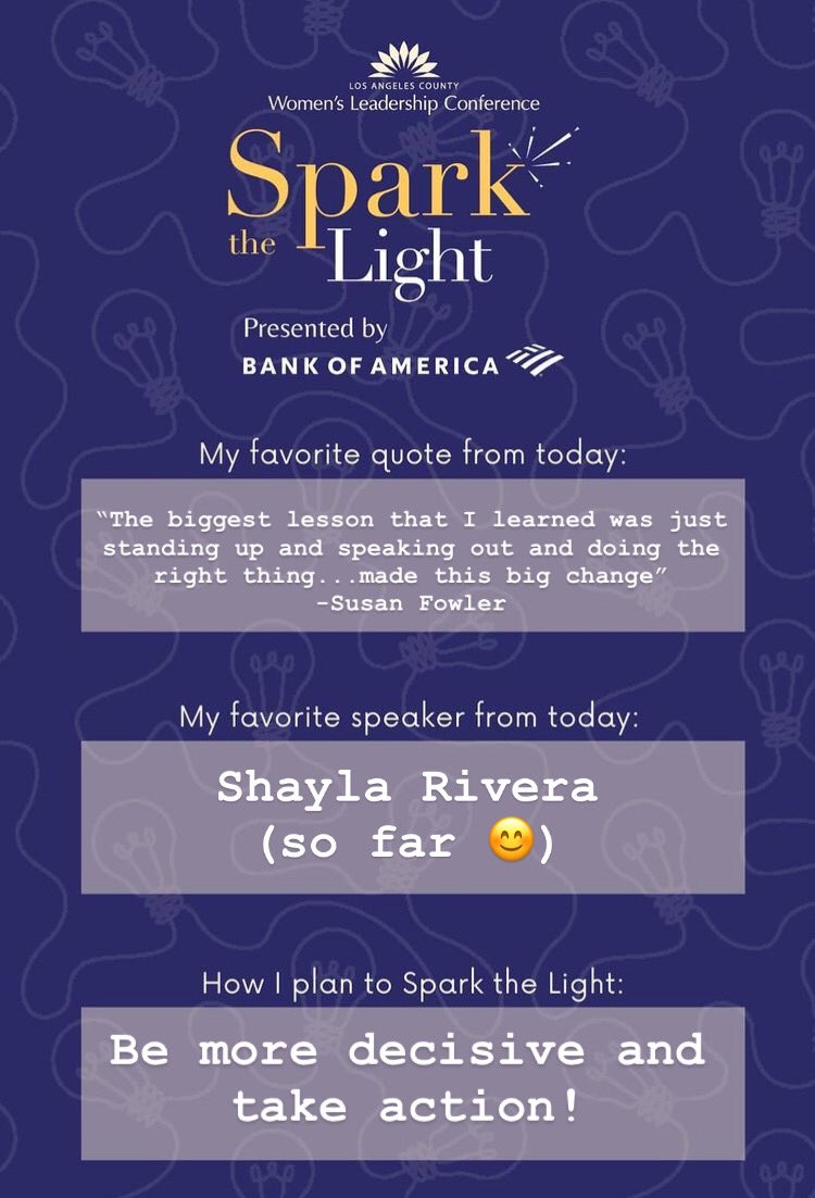 Day 1 of <a href="/LACWomenLeaders/">LA County Women's Leadership Conference</a> #LACWLC2021 #Sparkthelight has me so motivated! Check out the image for my favorite quote from the morning sessions #bestquote