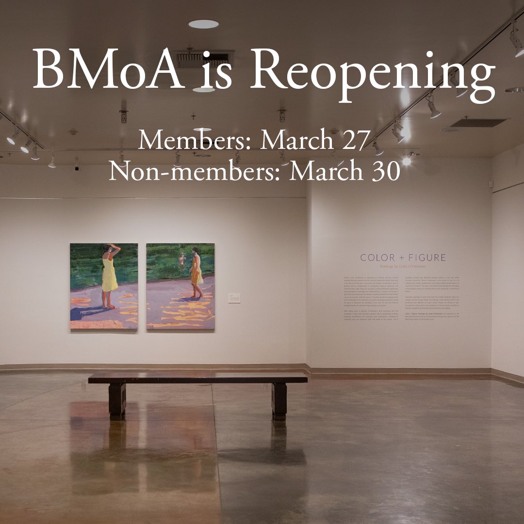 BMOA's tweet photo. 🎉Good News! 🎉 BMoA is reopening to the public on Tuesday, March 30!
Open to members only this Sat. 3/27.
See our reopening guidelines at https://t.co/ANofBio981 to help plan your visit.
#TheBMoA #ArtMuseum #MuseumOfArt #Painter #Museum https://t.co/9gEVAss4hY