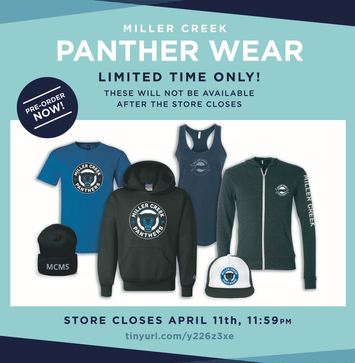 Hello Panthers! Show your school spirit and order your limited time only Panther Wear now through April 11th.🐾💙 #GoPanthers