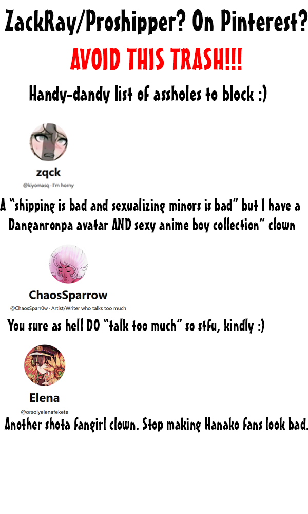 Chiibihime's tweet photo. #fandomdiscourse
#zackray
#satsurikunotenshi
#ๆฎบๆฎใฎๅคฉไฝฟ
#antianti
#antiharassment
#proship
I felt this NEEDED to be done...and you can bet I will post MORE as they pop up. Don't interact with them but report them if they step out of line. ๐ https://t.co/BRnlMziATg