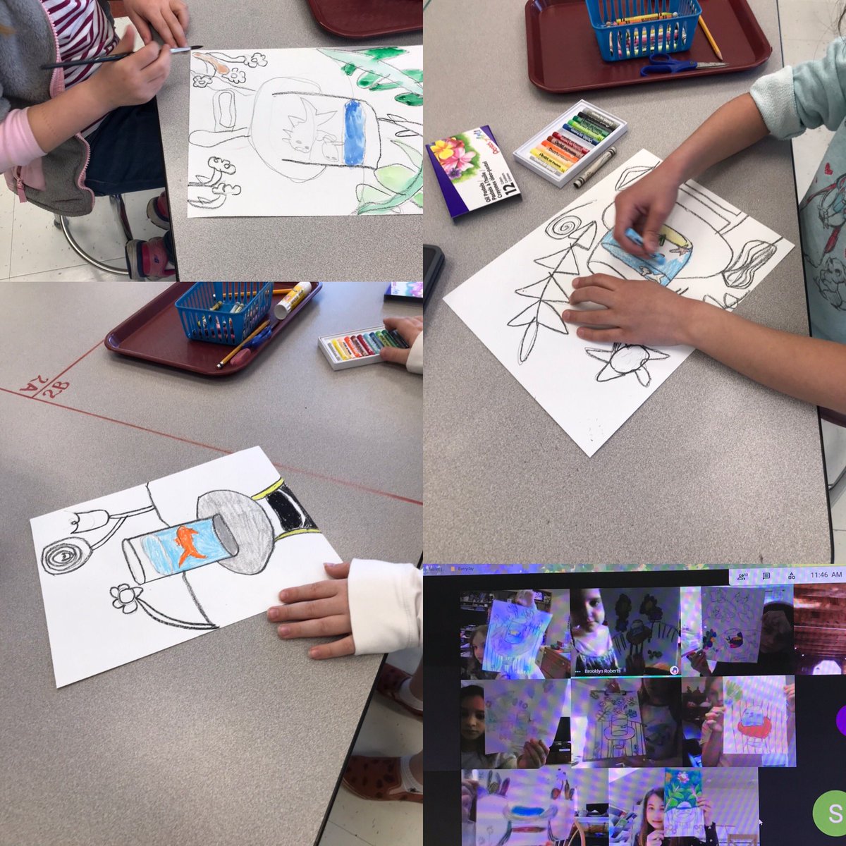 Sparks 2nd graders creating Matisse Inspired Goldfish pictures both at home and in school. <a href="/SparksES_BCPS/">Sparks ES</a> <a href="/MChykoLeighBCPS/">Magan Chyko-Leigh (she/her)</a> @visualartsbcps