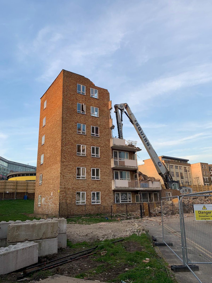 MarianHackney's tweet photo. .@hackneycouncil's demolition of Marian Court estate continues at pace while a family's still there. The machinery is getting closer to their building. @mayorofhackney, you need to make sure the family has a safe place to live. @RobertAChapman @AnnaSLynch @guynicholson_ https://t.co/pHMDVRtw2Y