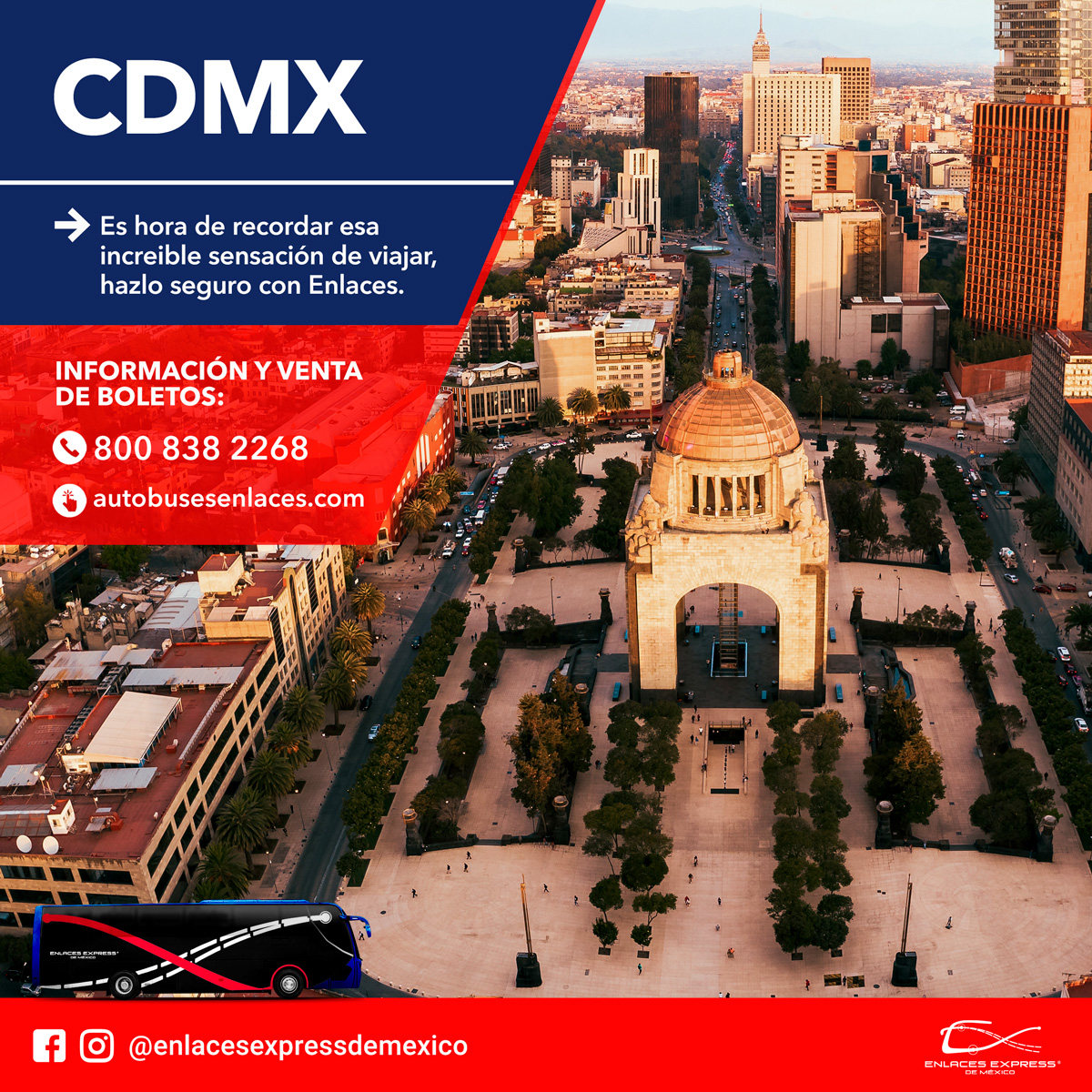 DeEnlaces's tweet photo. ¡La Ciudad de México está mas cerca que nunca! Aprovecha nuestros precios especiales y promociones.

Más información, precios y horarios:
800 838 2268
WhatsApp
56 2621 3696
Compra tus boletos en línea: 
https://t.co/g0UNUoIPyr

#EnlacesExpress  #TurismoMexico #ConoceMéxico https://t.co/qHKaK0aJek