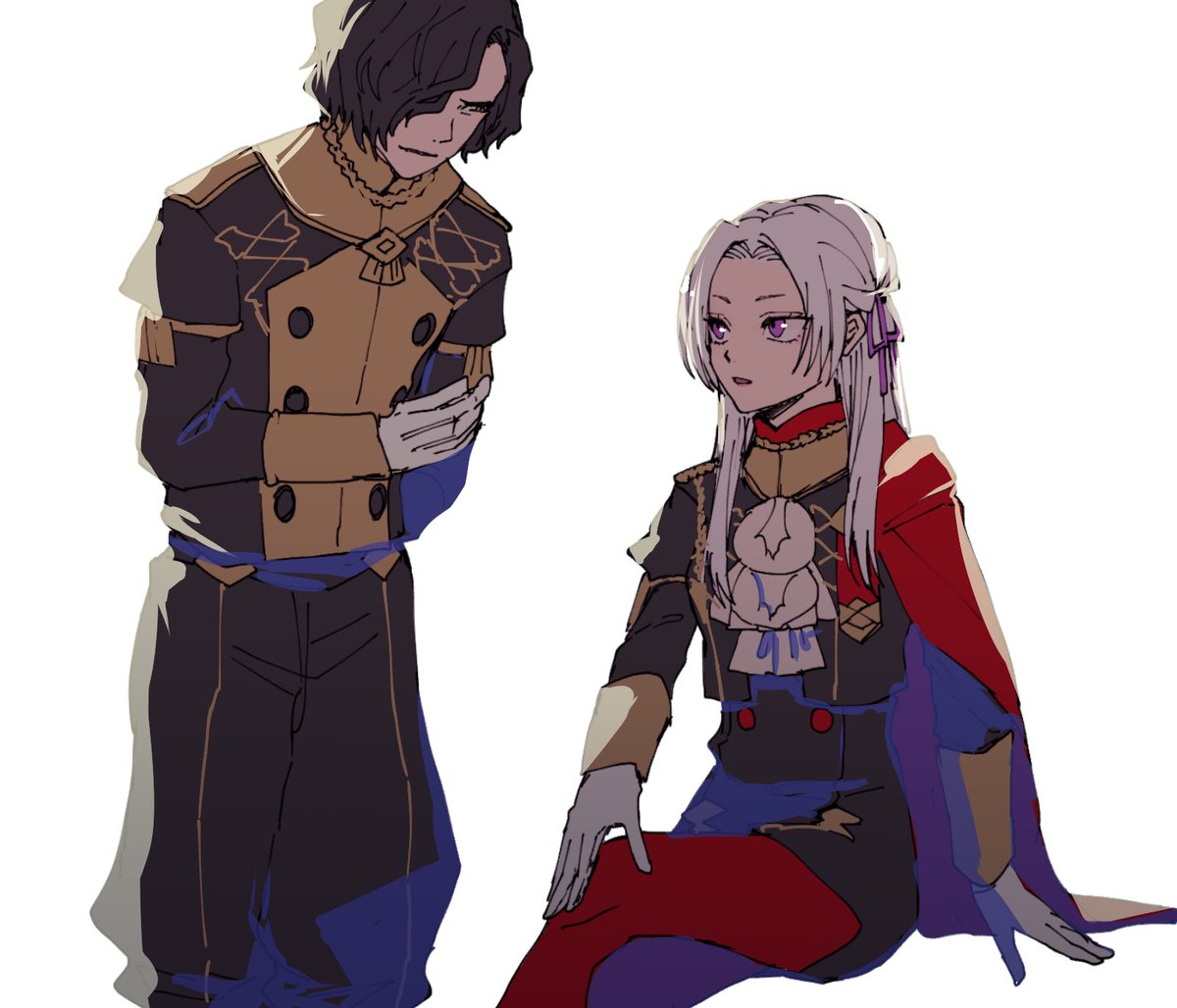 エーデルガルト=フォン=フレスベルグ 「ヒューベルトとエーデルガルトちゃんすき(黒鷲主従) #FE3H 」|sara💙のイラスト