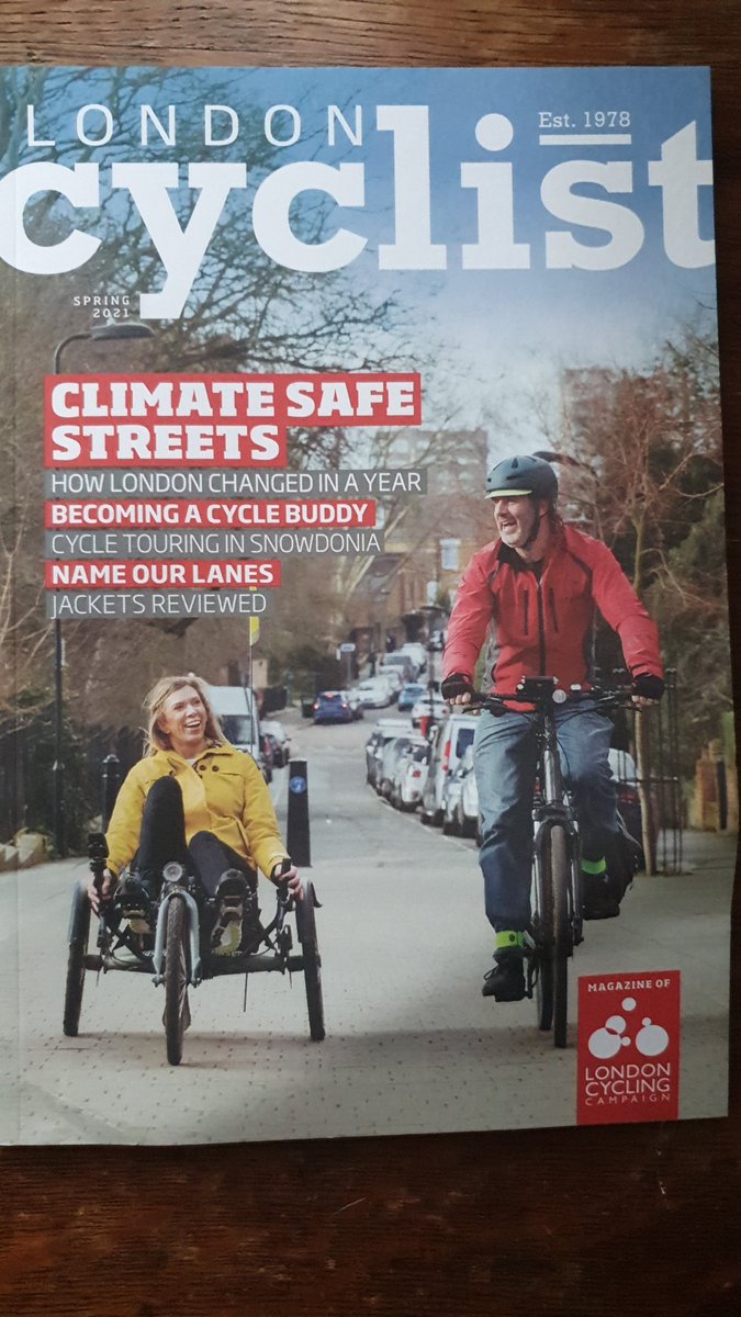 hackney_cycling's tweet photo. Lovely to see Hackney resident @alison_heard and her partner on the front cover of @London_Cycling magazine. #beyondthebike #3wheelsgood https://t.co/qJaivURrEV