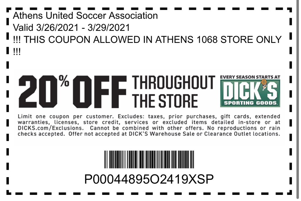 athens_united's tweet photo. Athens United is partnering up with @dickssportinggoods of Athens for a 20% Off Appreciation Event March 26th — 29th! Come on out and support Athens United and get your gear for the season! #StrongerTogetherUnited #WeAreUnited 🟢⚫️🟡👊 https://t.co/usVMzFe6b0
