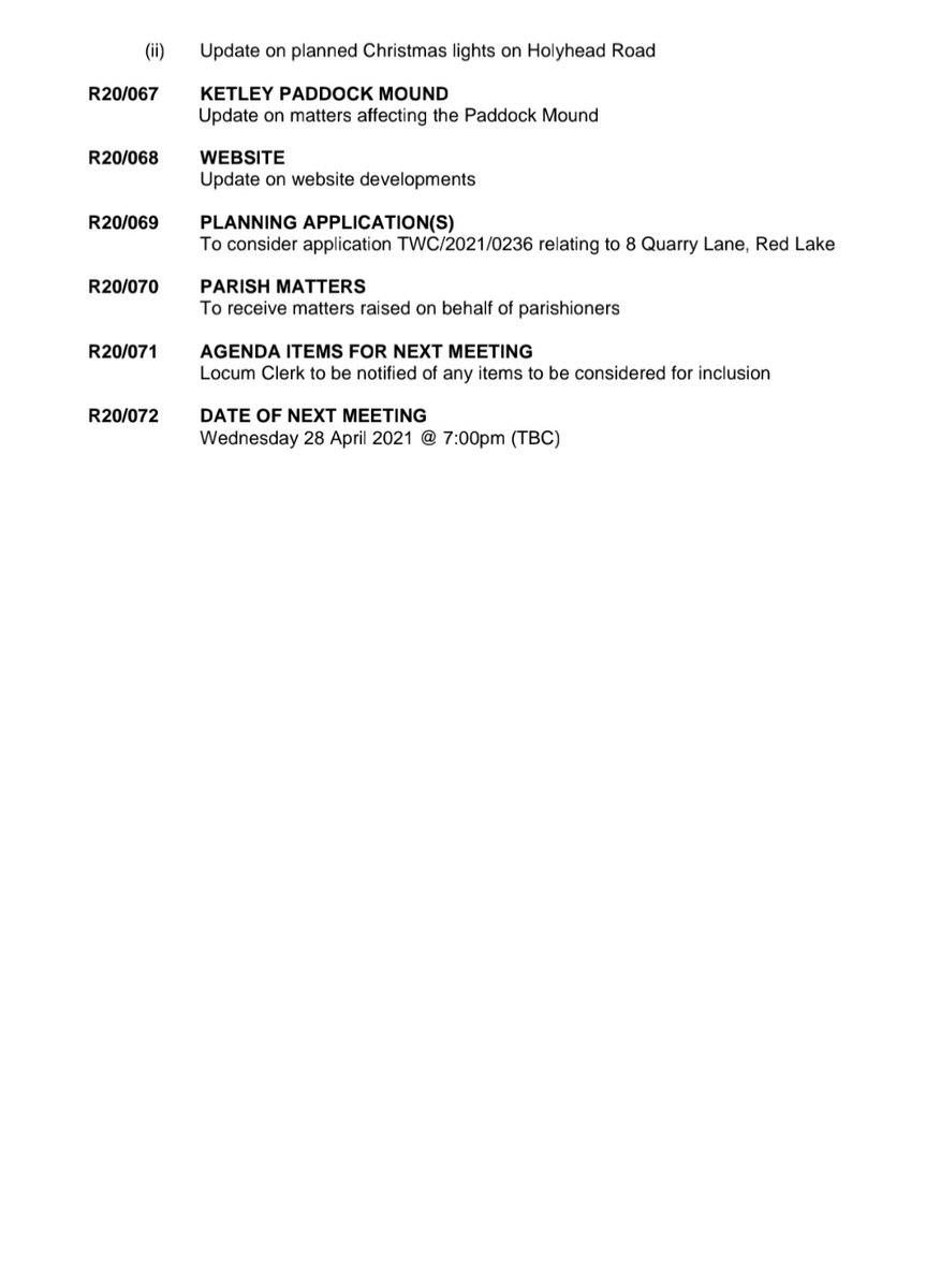 KetleyPc's tweet photo. The next Ketley Parish Council Resources Committee meeting is at 7pm on Wednesday 24 March 2021 via Microsoft Teams. Please contact Locum Clerk to the Council for meeting details. https://t.co/TJRnLThgRM