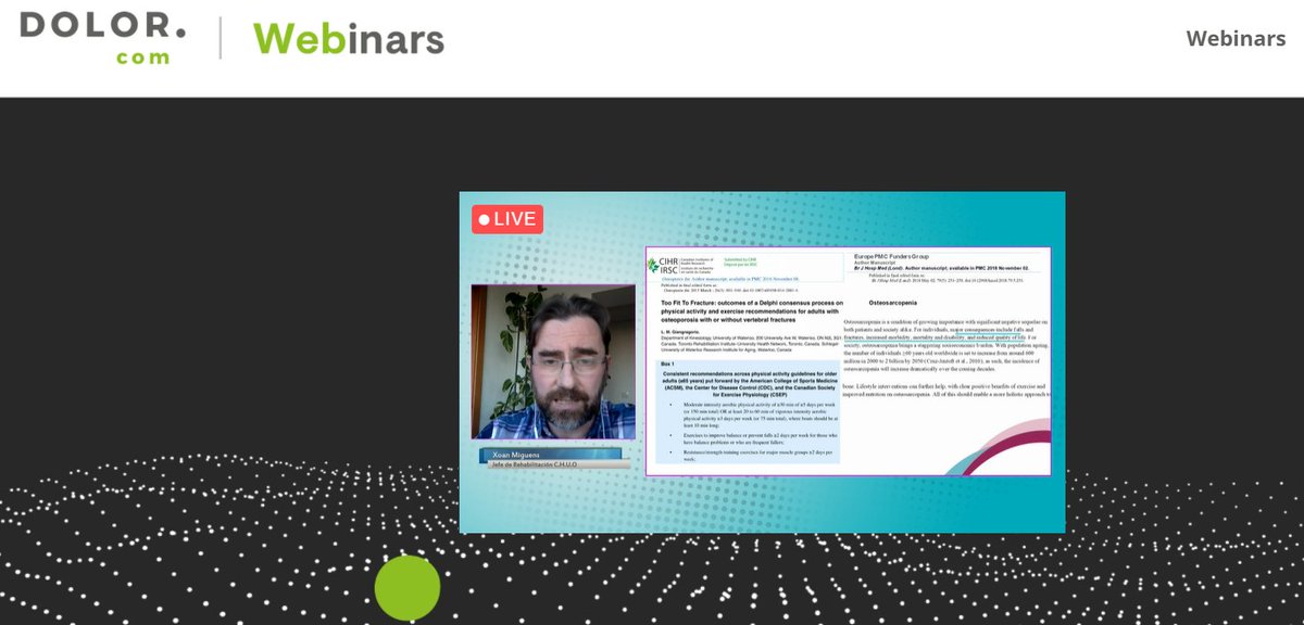 javigalvarez's tweet photo. "Invertir en analgesia es invertir en un buen programa de ejercicio físico y esto conlleva una mayor adherencia" #dolor 
@xoanmiguens del @Com_CHUO  en la webinar Paso a paso: Recorrido multidisciplinar en #osteoporosis @SERMEF_es 
https://t.co/iR56KwTTF3 https://t.co/u7Mil6iv4g