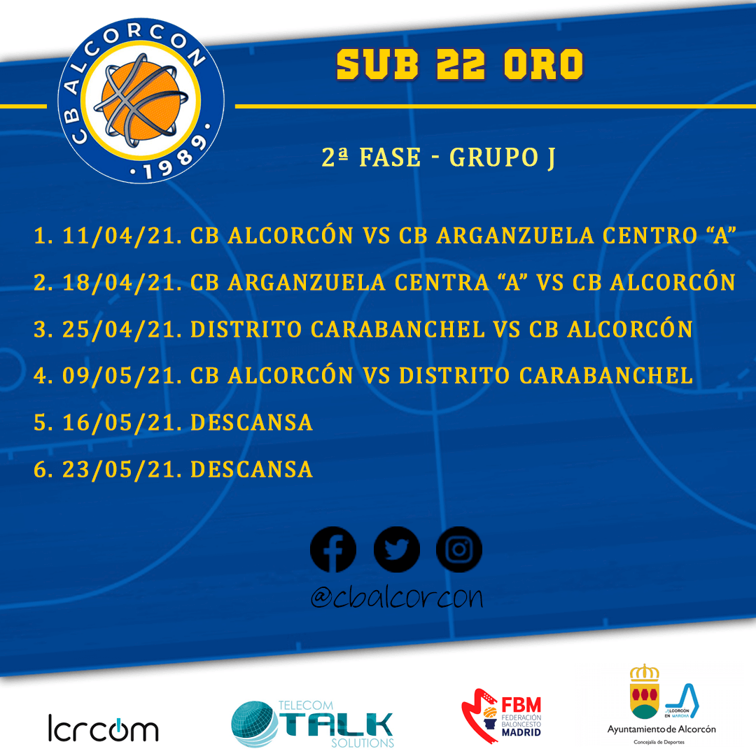 cbalcorcon's tweet photo. Calendario Sub22 Oro - 2ª Fase.
https://t.co/Cb9Ex3KOvu
#cba #cbalcorcon #baloncestoalcorcon #deportesalcorcon #somosCBA #desde1989 #somosAlcorcon #baloncesto #basket #fbm #sub22oro https://t.co/8ZsHN1yBfd