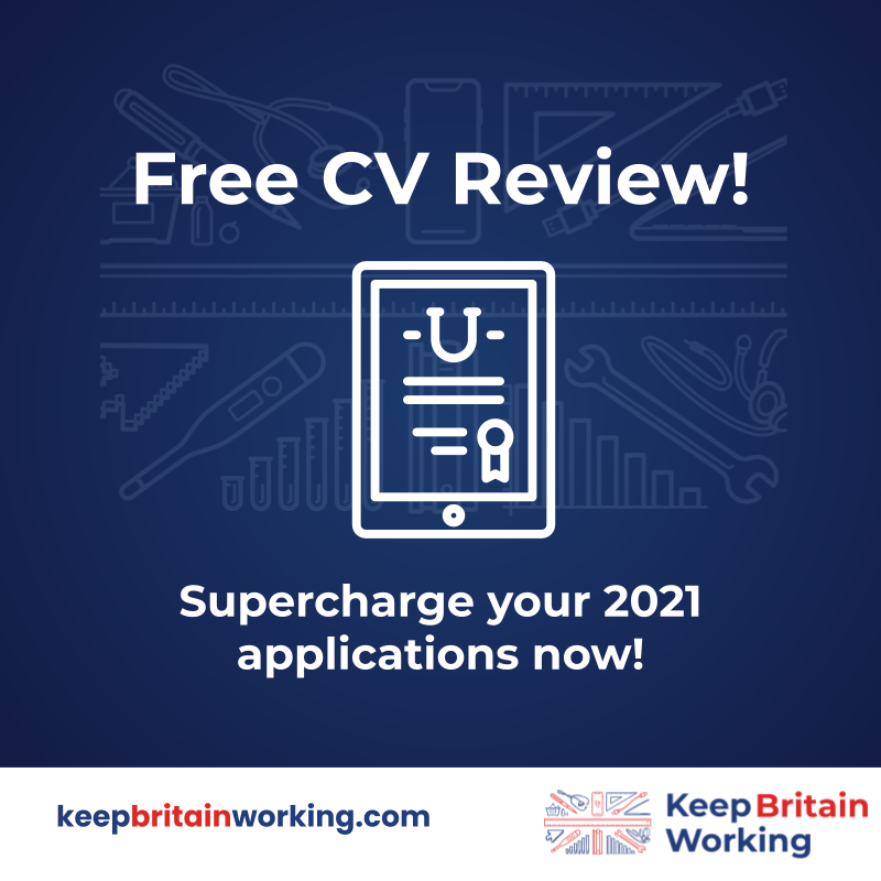 KeepBritWorking's tweet photo. Did you know that our CV review is still going on? You can get your CV reviewed by our internal recruiter for FREE!
Follow the link to take advantage of this!
https://t.co/dpGXe8LyYs
#KeepBritainWorking #freecvreview #workresources #workfromhome https://t.co/3ZyluuMyJq