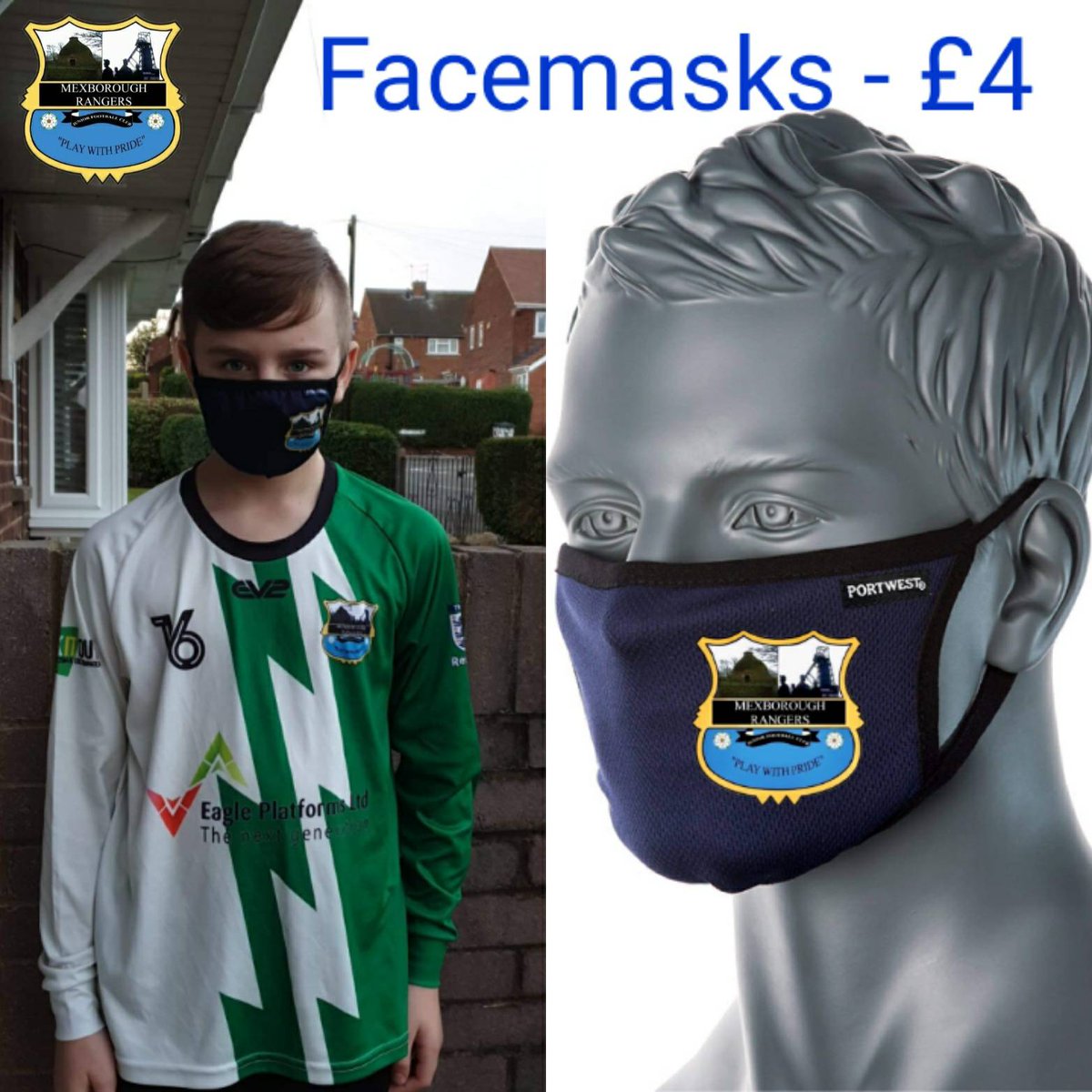 As we carefully ease out of the lockdown restrictions, be prepared with a Mexborough Rangers facemask! 

Available for £4 each from the club cabin.

Open again from Monday 29th March.

#Football #JuniorFootball #Grassroots #GrassrootsFootball #MexboroughRangers