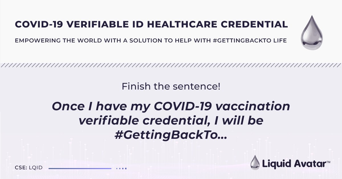liquid_avatar's tweet photo. Liquid Avatar is your new personal passport. With vaccine verifiable credentials, it has everything you need to transport you back to your pre-pandemic life.

What is the first thing you will be #GettingBackTo?

Tell us your story: https://t.co/07gPy21yth

$LQID #Invest #Tech https://t.co/Hy3BhiOqrc
