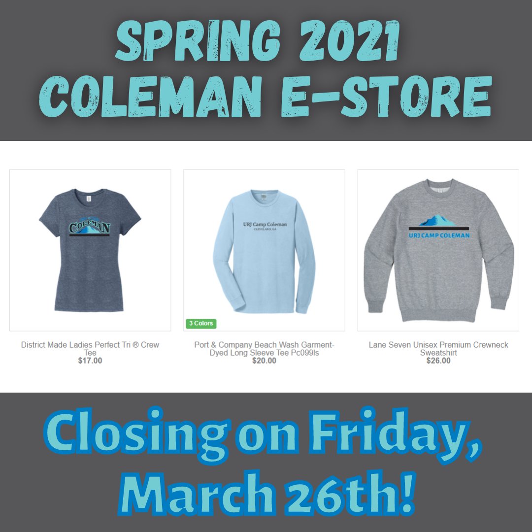 Don't miss your chance to buy some Coleman Gear!! Our store will be closing on Friday, March 26th at 11:59pm!

campcoleman.itemorder.com/sale