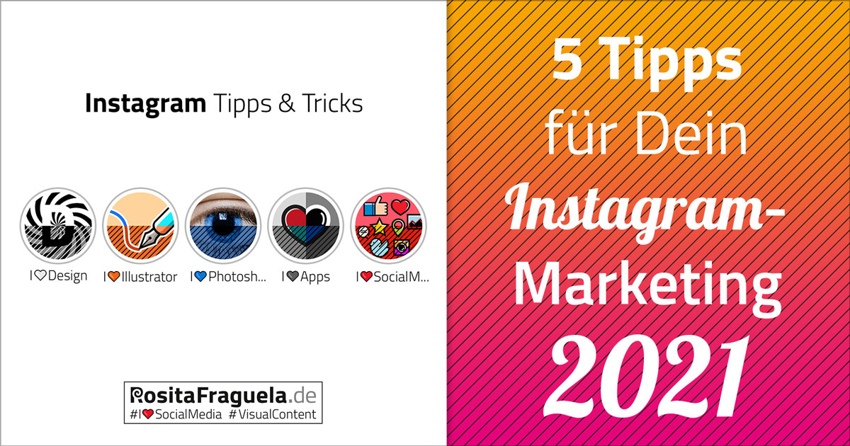 5 #Tipps Instagram-Marketing 2021 rositafraguela.de/instagram-tipps
✅ Desktop: Beiträge veröffentlichen
✅ Die perfekte Bildgröße für Dein Profilbild
✅ Story-Highlight-Cover nutzen
✅ Größen für Beitragsbilder
✅ Bildcollagen schnell layouten
#Instagram #Bildbearbeitung #Photoshop