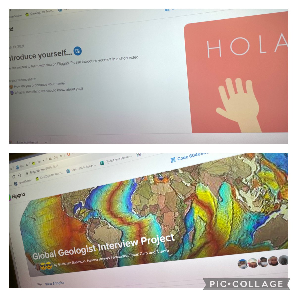 gjrobinson's tweet photo. @Ms_Loretto &amp; myself getting our Ss started on introducing themselves to @hele2607’s Ss in Costa Rica on @Flipgrid This is the start of our #GlobalGeologistInterviewProject #GlobalLearning #Engagement #OnslowDLT @ClydeErwinElem https://t.co/kzFQcbbS9l