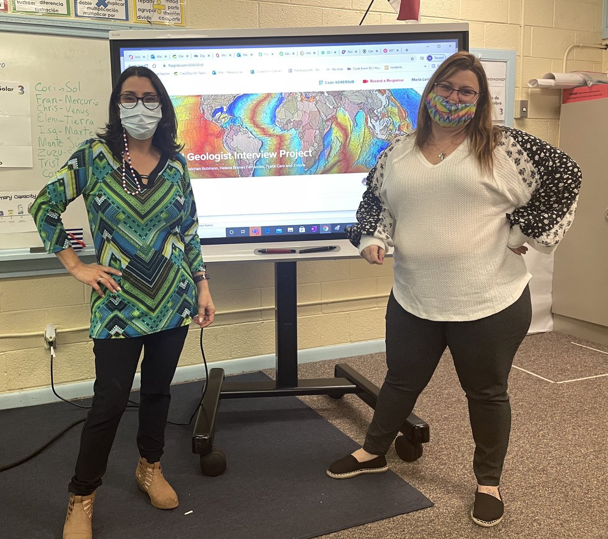 gjrobinson's tweet photo. @Ms_Loretto &amp; myself getting our Ss started on introducing themselves to @hele2607’s Ss in Costa Rica on @Flipgrid This is the start of our #GlobalGeologistInterviewProject #GlobalLearning #Engagement #OnslowDLT @ClydeErwinElem https://t.co/kzFQcbbS9l