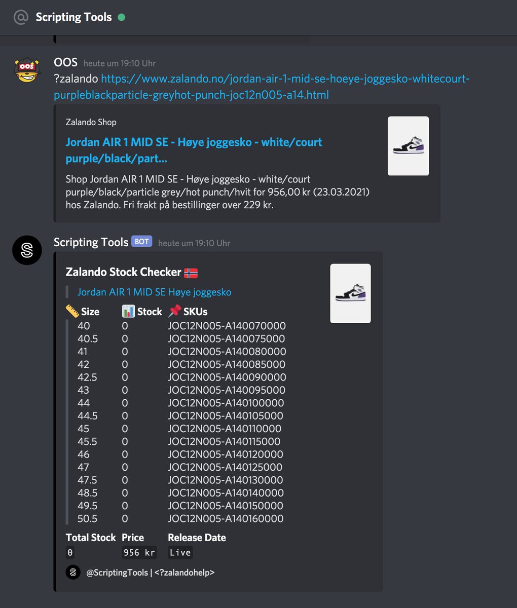 scriptingtool's tweet photo. Zalando

- Link Scraper
- Stock Checker
- Bot Format https://t.co/RWMqhy59Fi