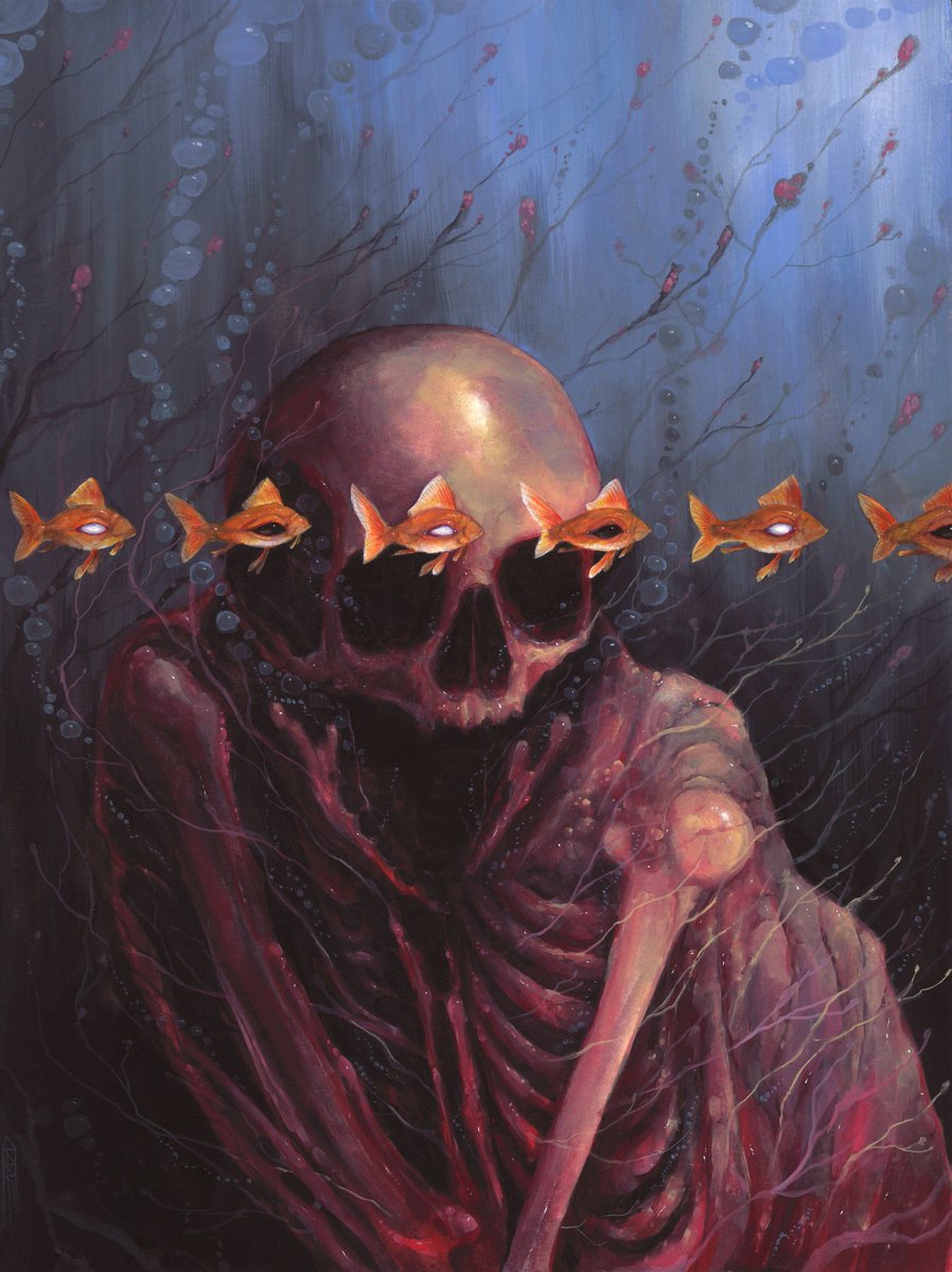 sloppjockey's tweet photo. motherdeep / gouache painting on paper mounted on birch panel / 9x12 inches 2018 https://t.co/vy24pWLX4X