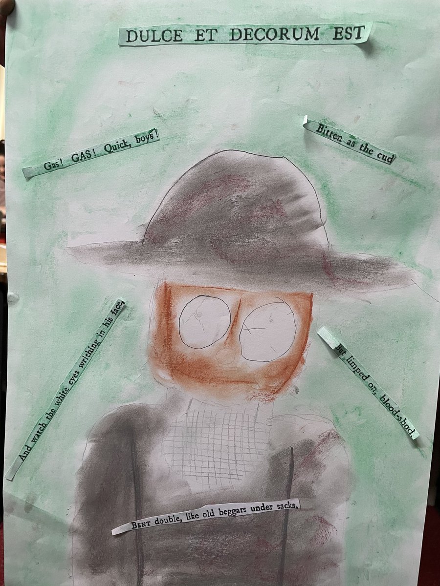 ChagallClass's tweet image. Some fantastic propaganda posters and art work based on the WW1 poem ‘Dulce et Decorum Est’. Great concentration and love of learning showed!