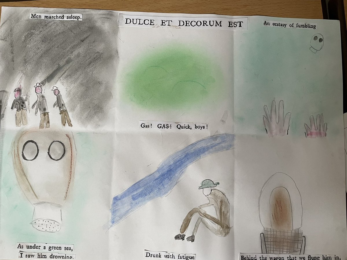 ChagallClass's tweet image. Some fantastic propaganda posters and art work based on the WW1 poem ‘Dulce et Decorum Est’. Great concentration and love of learning showed!
