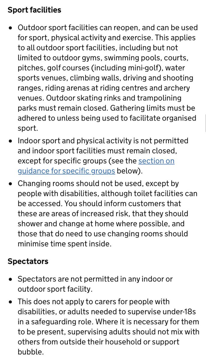 The DCMS has updated it’s guidance on the return of grassroots sport from Monday 29th March.

👉 gov.uk/guidance/coron…