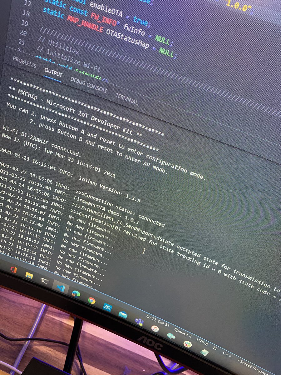 jonnychipz's tweet photo. Over the air firmware updates? #iot #az220 #mxchip https://t.co/nhtImzJfbp