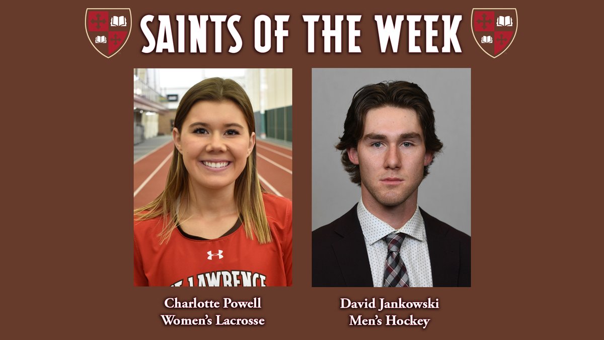 Saints Athletics (@slusaints) on Twitter photo Happy Tuesday, Saints! <a href="/Saints_Wlax/">Saints Women's Lax</a>'s Charlotte Powell and <a href="/SkatingSaints/">St. Lawrence University Menās Hockey</a>' David Jankowski have been selected as our Saints of the Week!
Check out their photos on our website for more info. Happy Tuesday, Saints! <a href="/Saints_Wlax/">Saints Women's Lax</a>'s Charlotte Powell and <a href="/SkatingSaints/">St. Lawrence University Menās Hockey</a>' David Jankowski have been selected as our Saints of the Week!
Check out their photos on our website for more info.