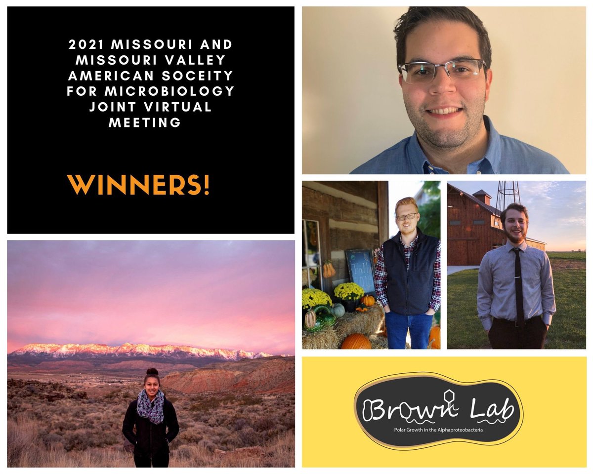 MizzouASM's tweet photo. This weekend our members participated in the MO and MO Valley #ASM Joint Virtual Meeting representing @MizzouBiology and won awards for best UG poster presentation, 1st and 3rd place oral presentation in Gen Micro, and honorable mention for grad poster presentation. Congrats !🍾 https://t.co/4RDIVgOdAr