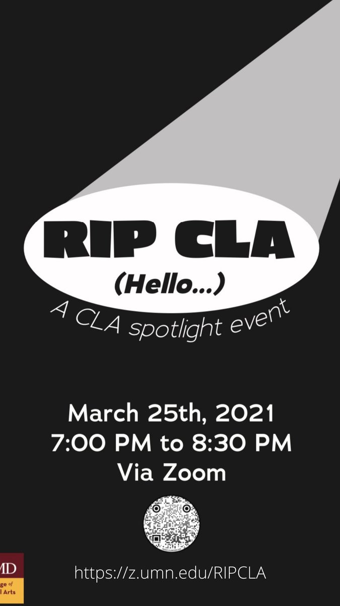 Hello Bulldogs! Make sure to stop in on March 25th, via Zoom at 7pm. CLA is hosting a spotlight event!