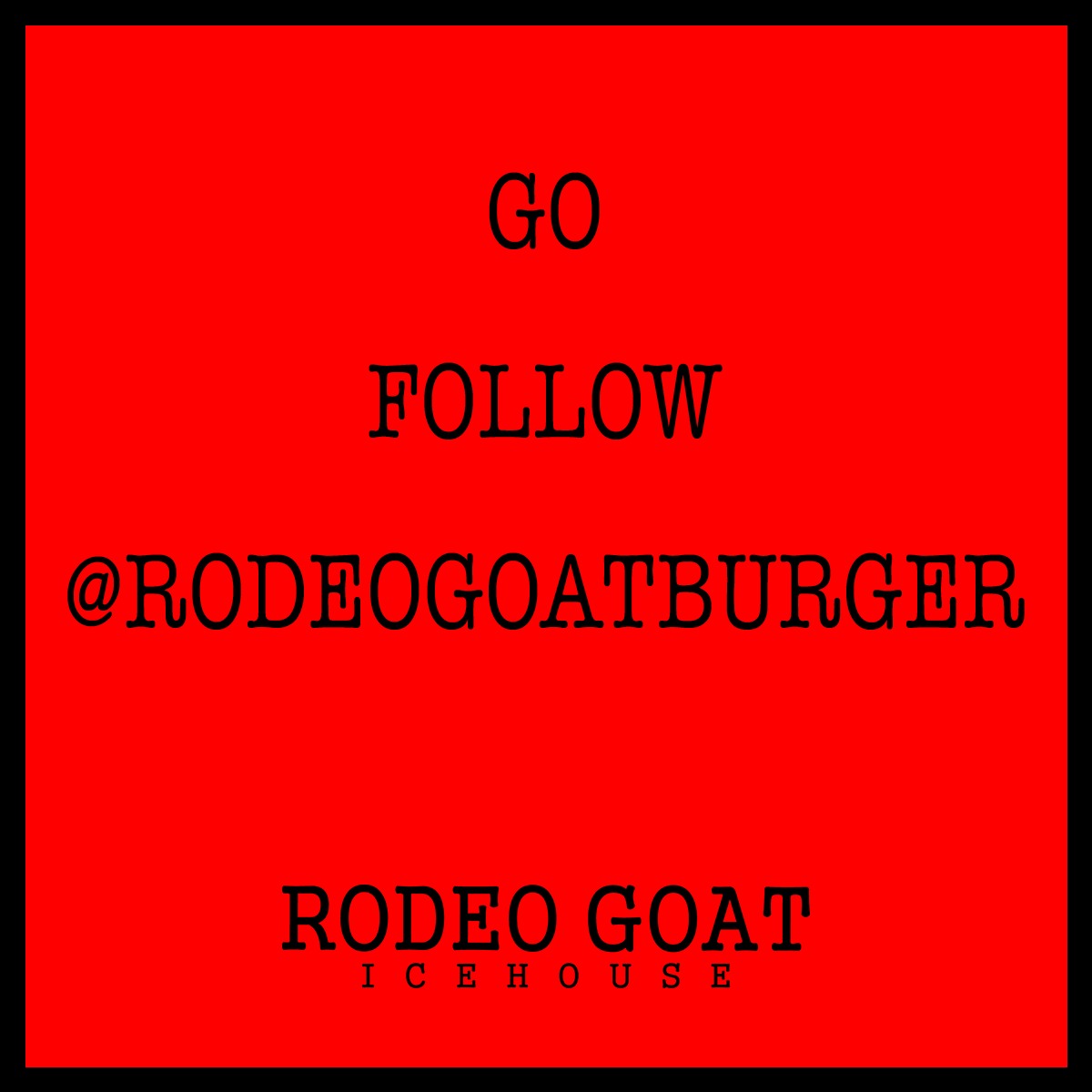 Howdy! Go follow <a href="/rodeogoatburger/">Rodeo Goat</a> for updates and to contact us. That'll be our new Twitter going forward. We're just too darn busy making burgers to Tweet here! Thx!