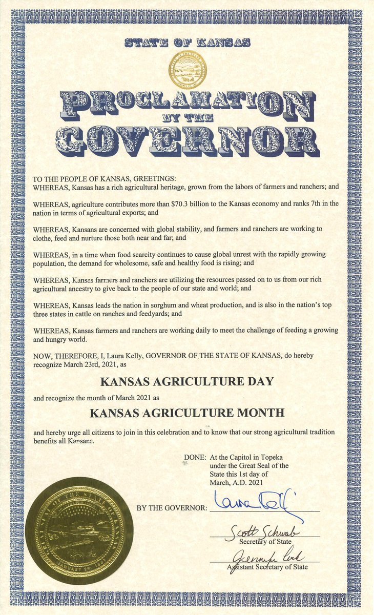 GovLauraKelly's tweet photo. Did you know that one Kansas farmer feeds about 155 people? On #AgricultureDay, we thank the thousands of farmers, ranchers, and agriculture workers across Kansas for their dedication to our state and nation. Thanks to the Sturdy family for hosting me today! https://t.co/BOxX0gBTL1