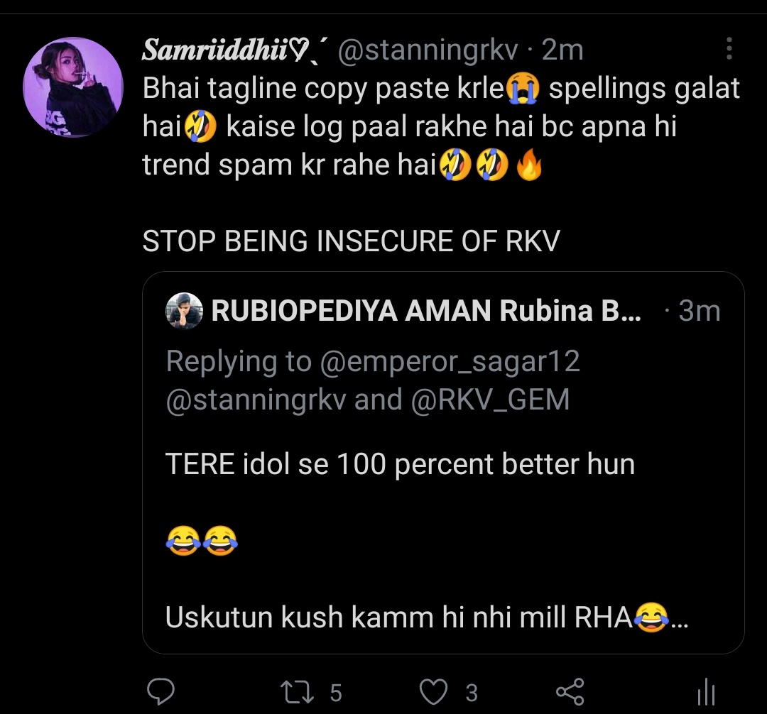 sayylessdear's tweet photo. Iss baar sahi tagline se aayenge bhaiya🤣👌🏻

STOP BEING INSECURE OF RKV https://t.co/m7e8FN7rtb