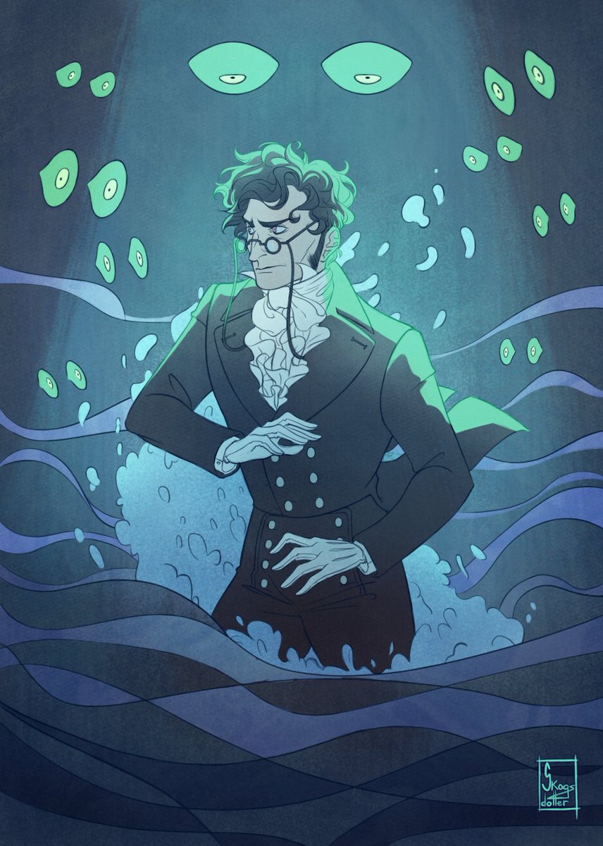 Hi people here's the drawing I made for the Spanish TMA zine! It's inspired by Gustavo Adolfo Bécquer's tale Los ojos verdes (The Green Eyes) but Jonah is in it