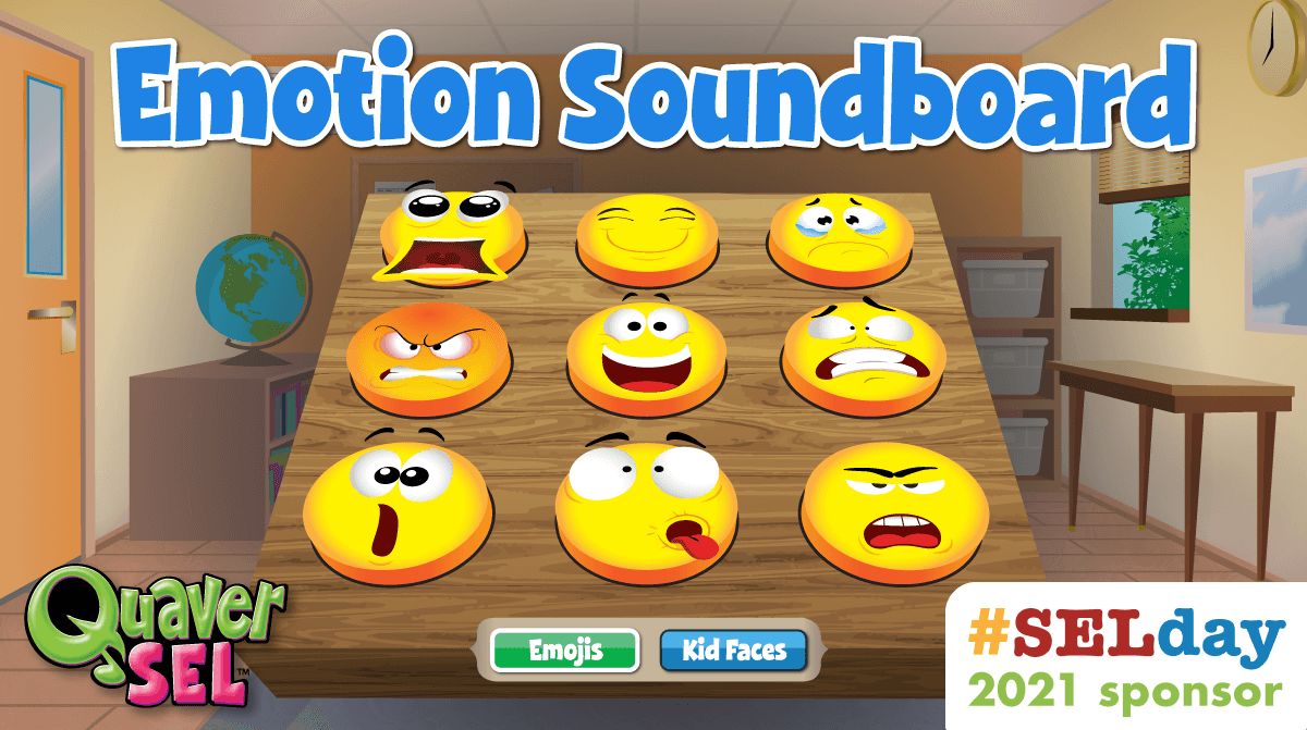 SEL4USA's tweet image. Use QuaverSEL’s “Emotion Soundboard” to help your students identify – and communicate — their feelings during these challenging times. bit.ly/3qvufPv

#SELdaySponsor #SELday #SEL #QuaverSEL #QuaverEd
