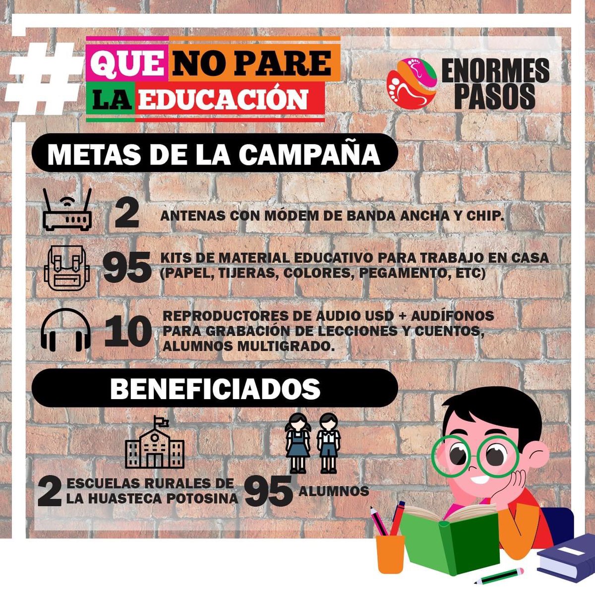 EnormesPasos's tweet photo. Con tu ayuda podemos llegar a la meta y #QueNoPareLaEducacion ❤️🧡💖💚 https://t.co/uE5rc3Lid8