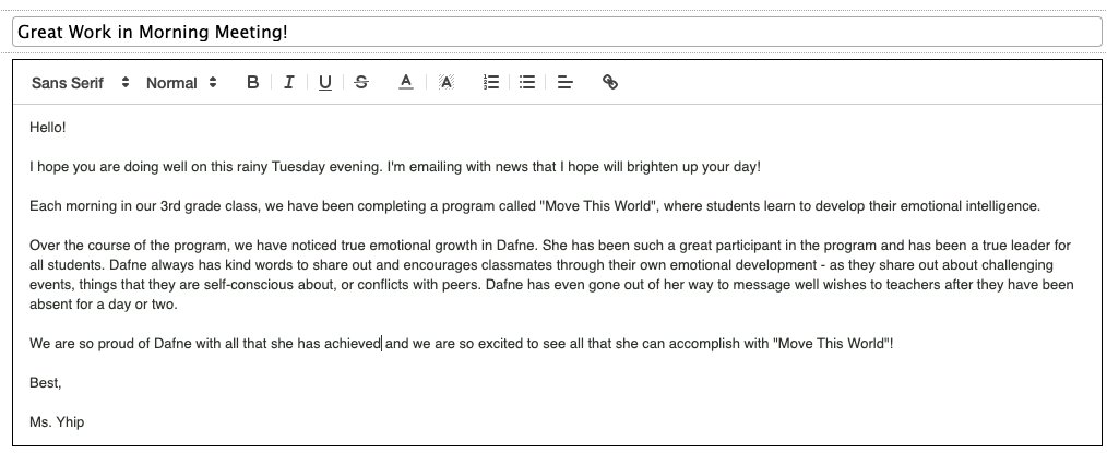 MsYhip's tweet photo. Love sending positive messages to parents that highlight SEL growth! #MTWMarchMadness @move_thisworld @Distinctive_Edu @CICSWestBelden @kpollackwb https://t.co/s8cr0mPEyY