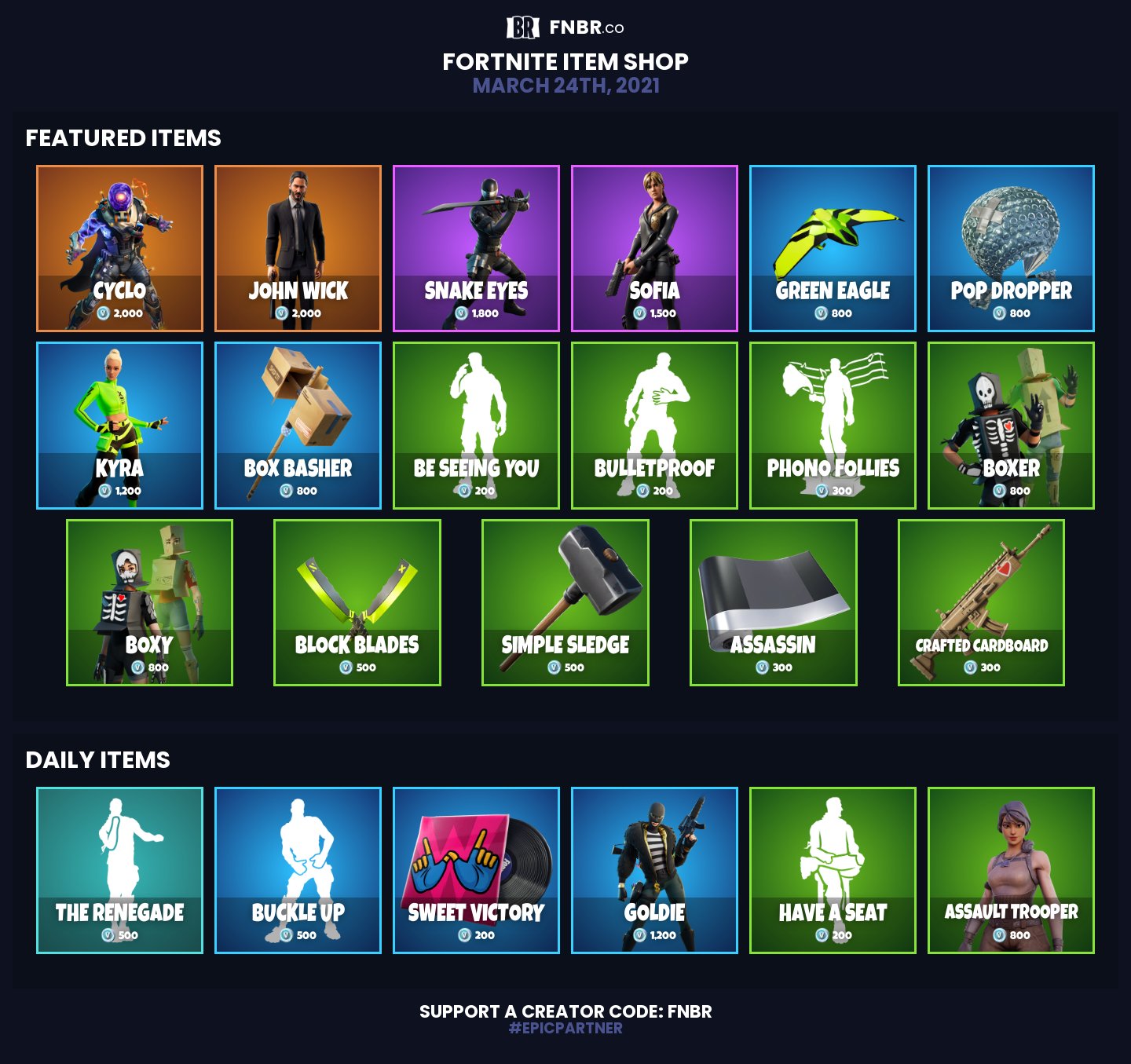 Fnbr Co On Twitter Fortnite Item Shop For March 24th 2021 Https T Co Nxpckxvf21 Use Creator Code Fnbr If You D Like To Support Us Epicpartner Set Personalised Reminders On Our Ios App Https T Co 2kmeb11fqy Https T Co A7csupalx7