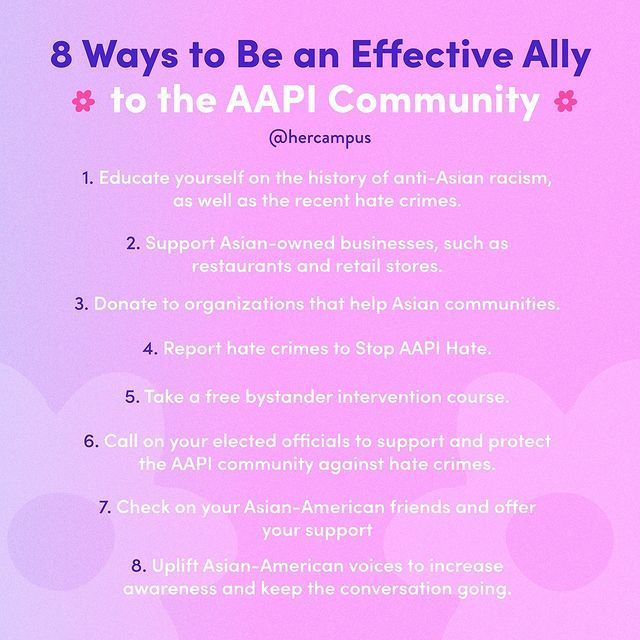 just a few (of the many) ways you can show up and support the AAPI community today and always 🤍