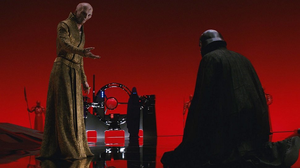But speaking of Snoke!His whole existence has been built for this moment, to be the final test for Kylo Ren.It's clear that he constantly tests Kylo's worthiness as a disciple... but he's secretly also evaluating his capacity to inherit the Sith legacy.