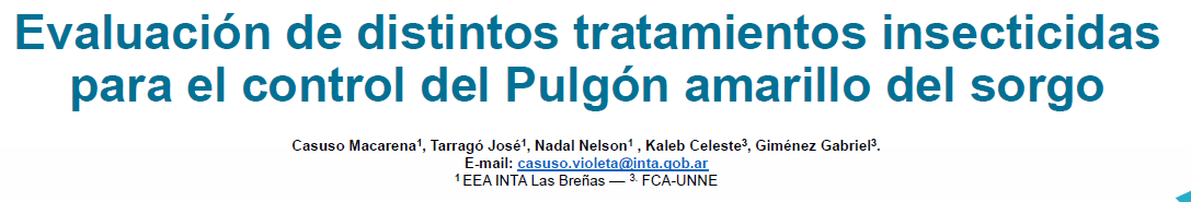 Evaluación de distintos tratamientos insecticidas
para el control del #Pulgón amarillo del #sorgo 
Bajar el Informe aquí ⬇️  <a href="/intaeea/">INTA EEA Las Breñas</a> <a href="/intalasbrenas/">INTA EEA Las Breñas</a> <a href="/UNNE_eduar/">Univ. Nac. Nordeste</a>  <a href="/CasusoMacarena/">macarena casuso</a> <a href="/JoseTarrago2/">Jose Tarrago</a>   inta.gob.ar/sites/default/…