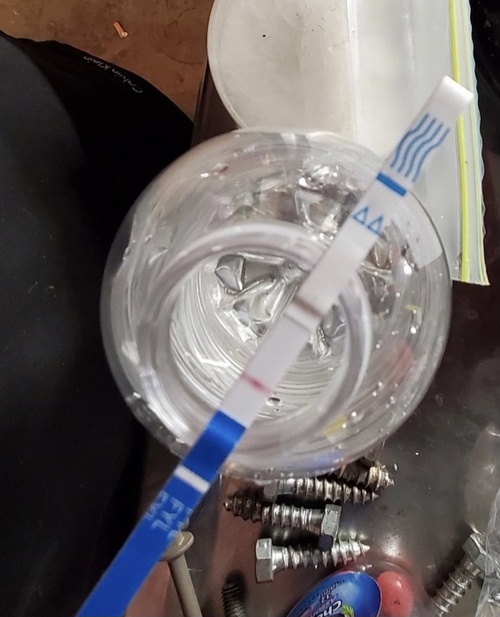 IAHarmReduction's tweet photo. We sell merch to be able to purchase supplies for folks in Iowa who want to have an idea of what is in their drug supply. This is two different folks who use stimulants and as you can see both have a positive fentanyl read. This methamphetamine was bought in Polk County. https://t.co/67na3dMGra
