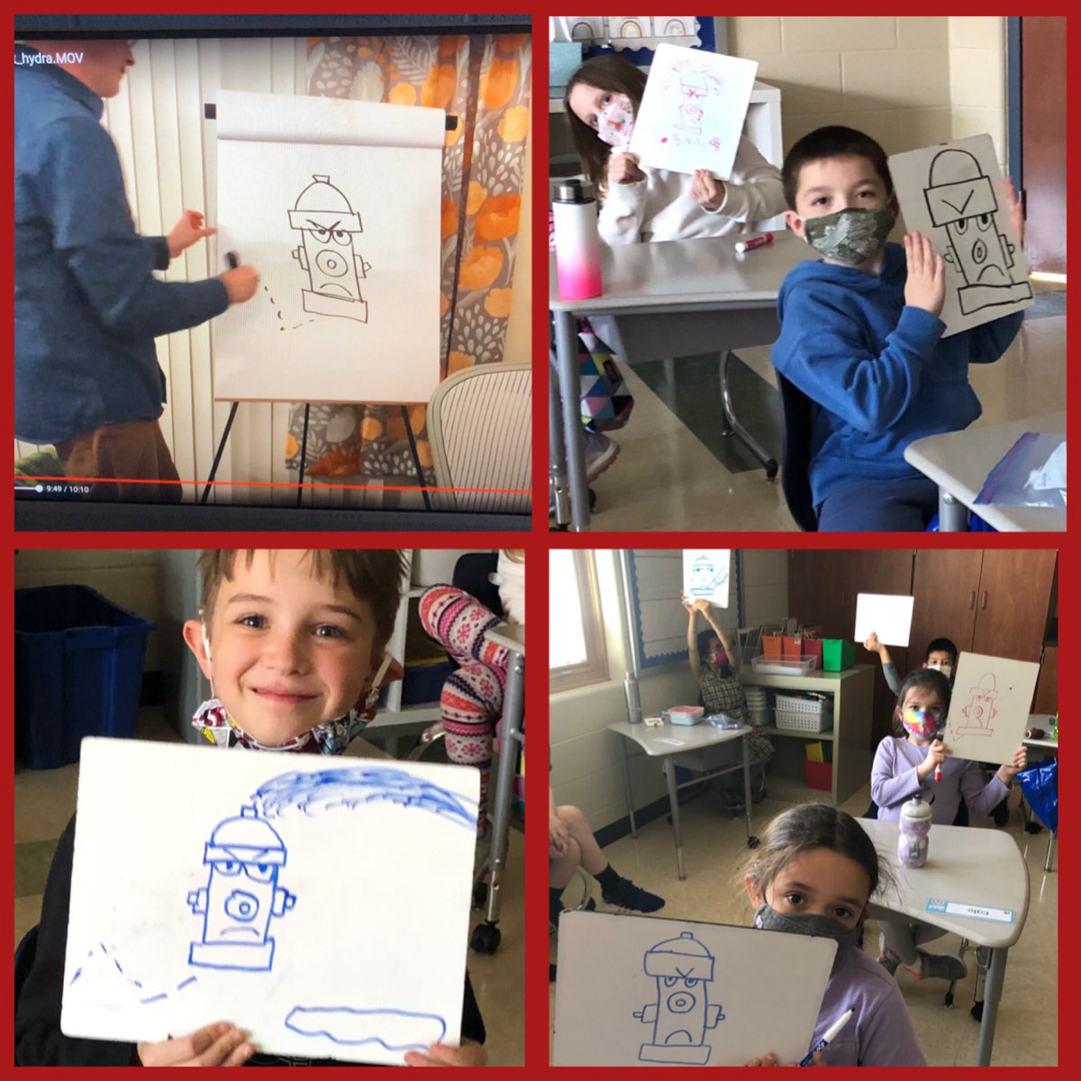 A7teacher's tweet photo. B15 loved meeting our first author of Virtual Right to Read Week! Thank you @troycummings for the quick mini drawing lesson too - we have some blooming artists ready to assist with your next book! 📚❤️ #TheHill #OneWorldManyStories @HudsonPTO https://t.co/geUSO0LoQu