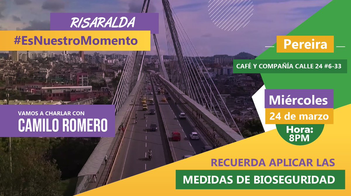 CamiloRomero's tweet photo. ¡#EsNuestroMomento para encontrarnos y poner en marcha la decisión de cambio! 

Esta semana iniciamos el recorrido por Colombia para recoger las voces de la ciudadanía. 

Nos vemos en Risaralda, Quindío y Caldas.  

¡Construyamos un gran acuerdo ciudadano! https://t.co/qt5NRryOkS