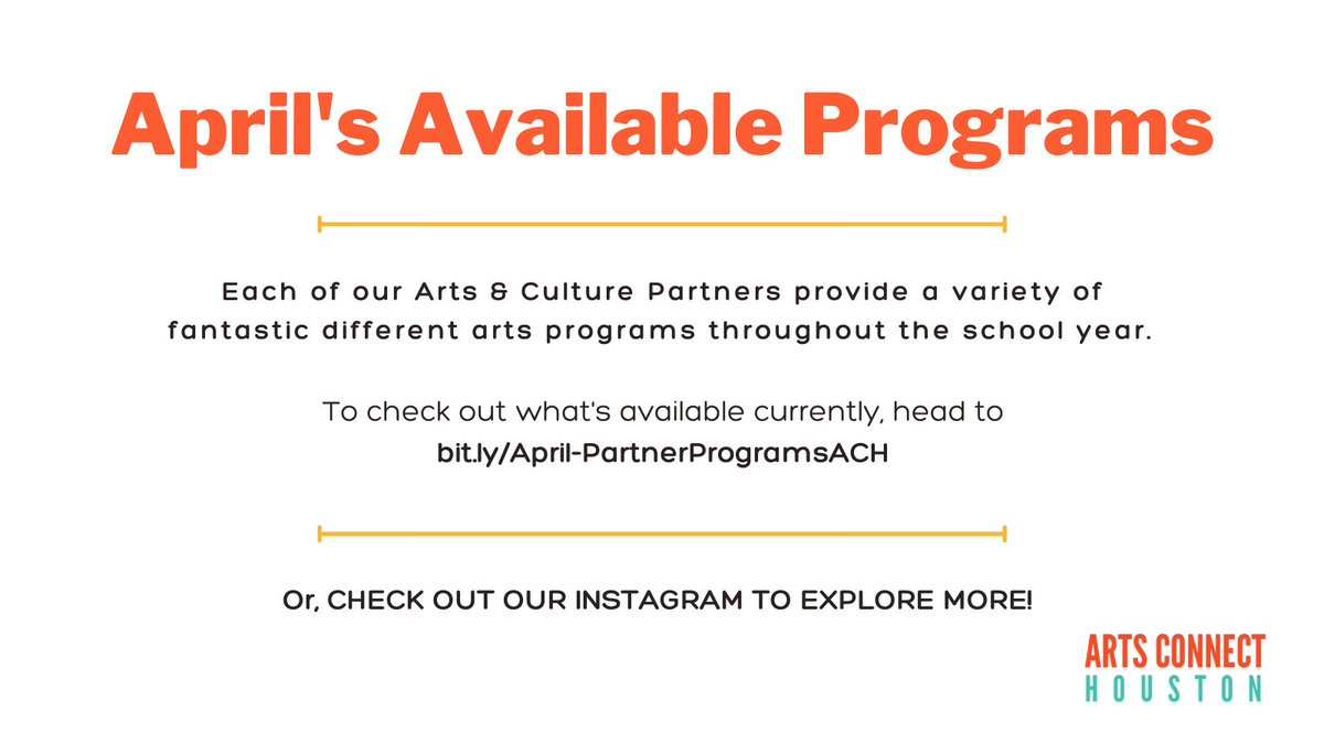 Our Arts &amp; Culture Partners host a variety of fantastic arts programming everyday. Check out what's available this April - including some free programs &amp; even summer opportunities! #artsed

This resource will come out monthly, keep an eye out for it! 

➡️ bit.ly/April-PartnerP…