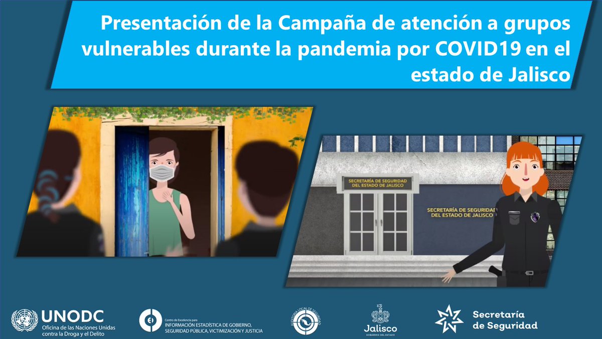 CdE_UNODC's tweet photo. 📣El @CdE_UNODC y la @UNODC en colaboración con el @GobiernoJalisco presentamos la Campaña de atención a grupos vulnerables ante la pandemia de #COVID19.
¿Quieres conocer la campaña? Revisa y comparte estos videos 👉 https://t.co/PcfGDSlTic
#UNODContigo https://t.co/FjYHMwfU5x